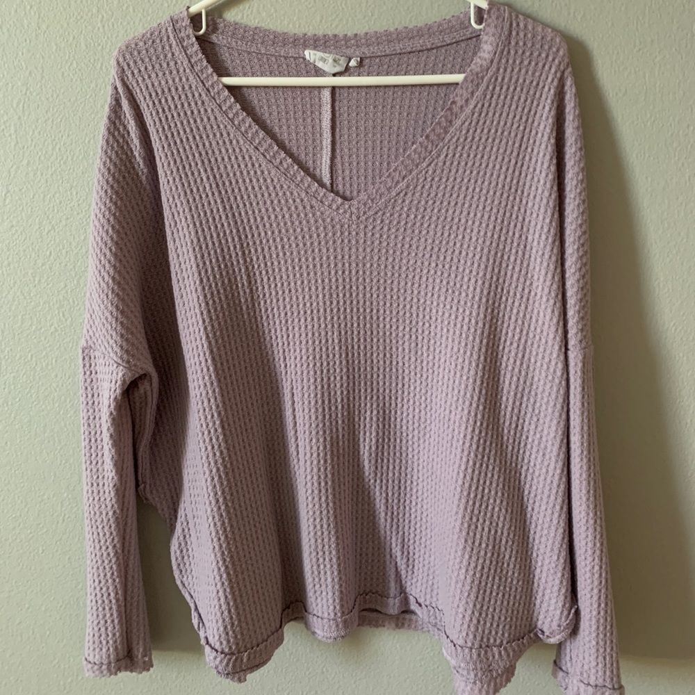 purple waffle sweater!